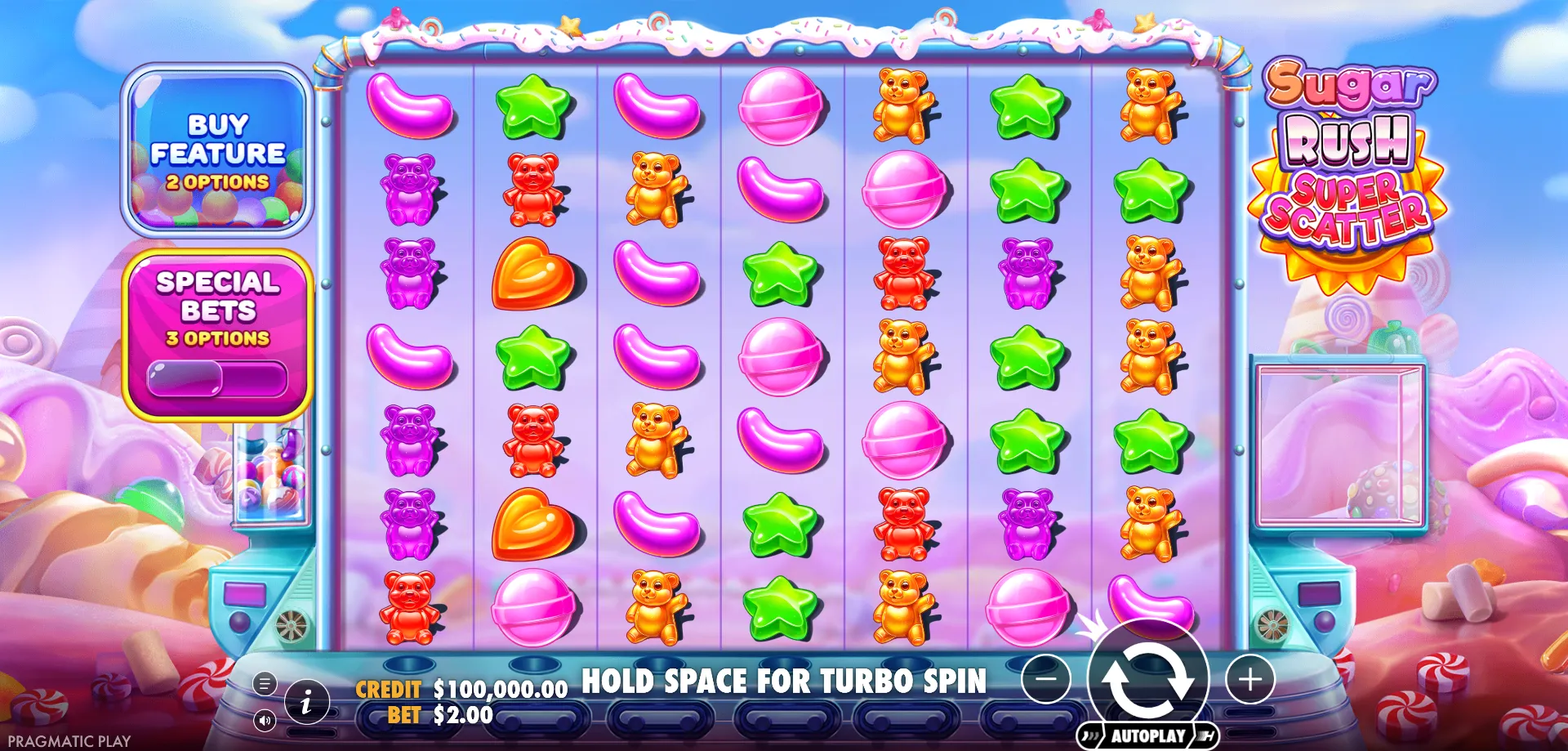Demo Mode — Spil Sugar Rush Super Scatter Gratis